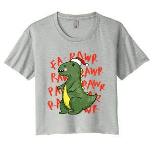 Fa Ra Ra Rawr Santa Hat T Rex Dinosaur Christmas Cool Gift Women's Crop Top Tee