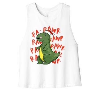 Fa Ra Ra Rawr Santa Hat T Rex Dinosaur Christmas Cool Gift Women's Racerback Cropped Tank