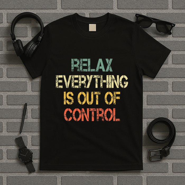Funny Retro Relax Everything Is Out Of Control Sarcasm T-Shirt