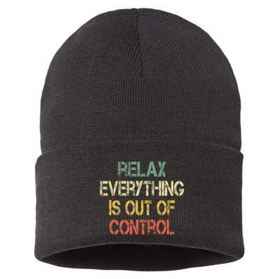 Funny Retro Relax Everything Is Out Of Control Sarcasm Sustainable Knit Beanie