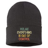 Funny Retro Relax Everything Is Out Of Control Sarcasm Sustainable Knit Beanie
