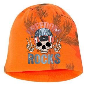 Freedom Rocks Retro 4th Of July Skull Skeleton American Funny Gift Kati - Camo Knit Beanie