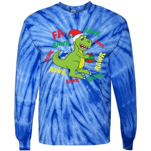 Fa Ra Ra Rawr Santasaurus Tgiftrex Dino Santa Claus Dinosaur Gift Tie-Dye Long Sleeve Shirt