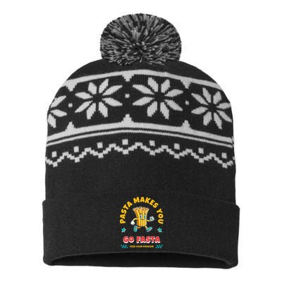 Funny Running Runner Track Pasta Trail Sprinter Go Faster USA-Made Snowflake Beanie