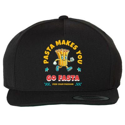 Funny Running Runner Track Pasta Trail Sprinter Go Faster Wool Snapback Cap