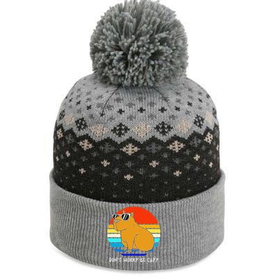 Funny Retro Rodent Funny Capybara Dont Be Worry Be Capy The Baniff Cuffed Pom Beanie