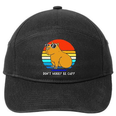 Funny Retro Rodent Funny Capybara Dont Be Worry Be Capy 7-Panel Snapback Hat