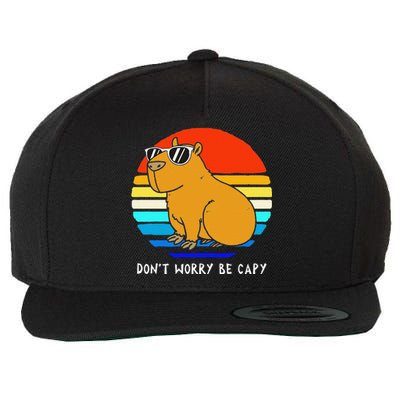 Funny Retro Rodent Funny Capybara Dont Be Worry Be Capy Wool Snapback Cap