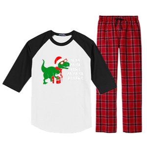 Fa Ra Rawr Christmas Tyrannosaurus Rex Xmas Santa Hat Gift Raglan Sleeve Pajama Set