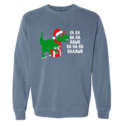 Fa Ra Rawr Christmas Tyrannosaurus Rex Xmas Santa Hat Gift Garment-Dyed Sweatshirt