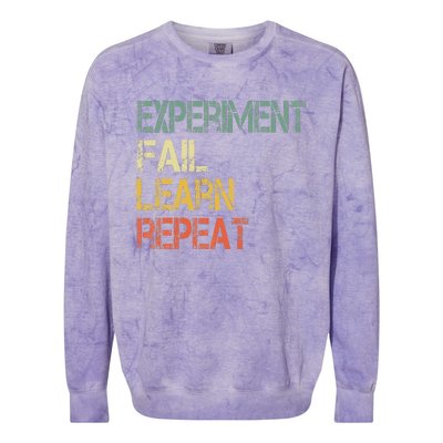 Funny Retro Scientist Experiment Fail Learn Repeat Teacher Colorblast Crewneck Sweatshirt