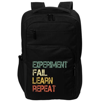 Funny Retro Scientist Experiment Fail Learn Repeat Teacher Impact Tech Backpack