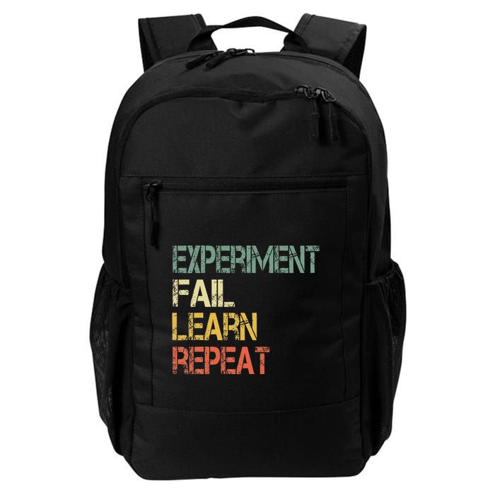 Funny Retro Scientist Experiment Fail Learn Repeat Teacher Daily Commute Backpack