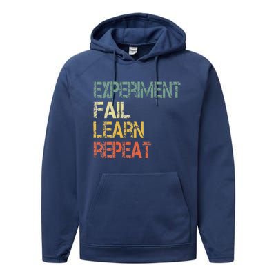 Funny Retro Scientist Experiment Fail Learn Repeat Teacher Performance Fleece Hoodie