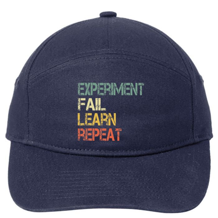 Funny Retro Scientist Experiment Fail Learn Repeat Teacher 7-Panel Snapback Hat