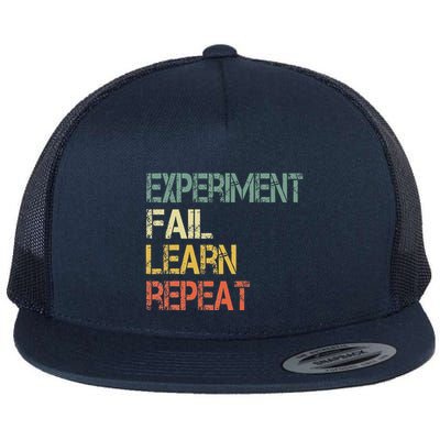 Funny Retro Scientist Experiment Fail Learn Repeat Teacher Flat Bill Trucker Hat