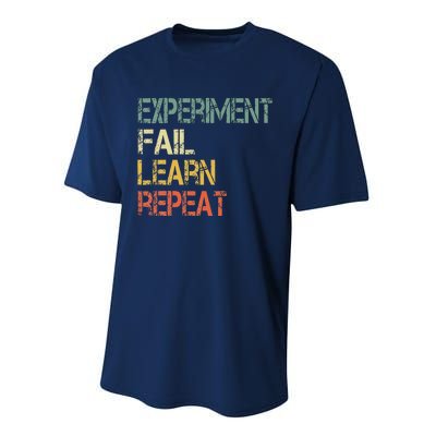 Funny Retro Scientist Experiment Fail Learn Repeat Teacher Performance Sprint T-Shirt