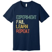 Funny Retro Scientist Experiment Fail Learn Repeat Teacher Premium T-Shirt