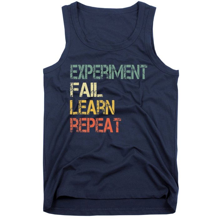 Funny Retro Scientist Experiment Fail Learn Repeat Teacher Tank Top