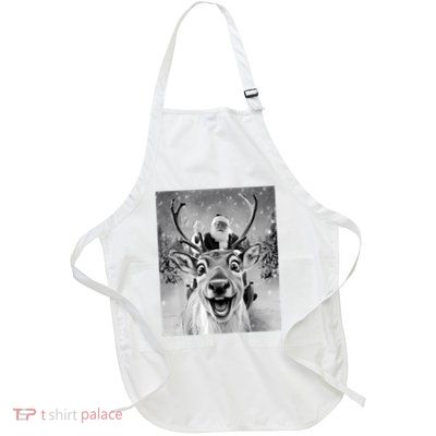 Funny Reindeer Selfie Santa Christmas Gifts Women Full-Length Apron With Pockets