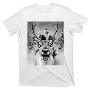 Funny Reindeer Selfie Santa Christmas Gifts Women T-Shirt