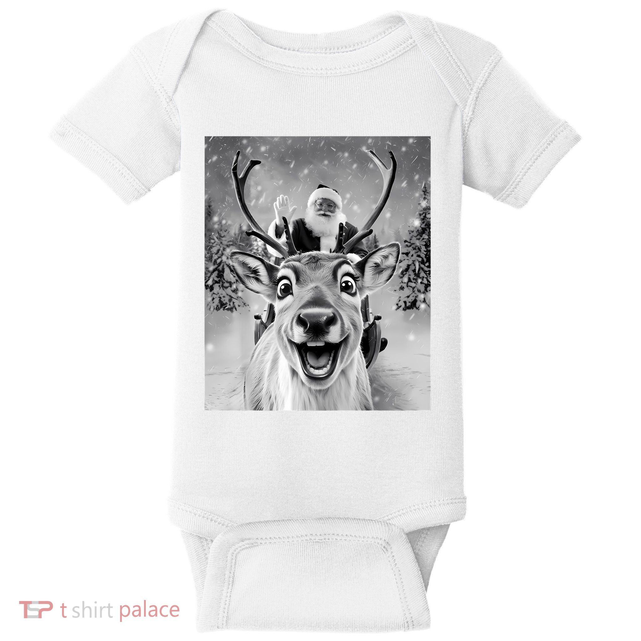 Funny Reindeer Selfie Santa Christmas Gifts Women Baby Bodysuit
