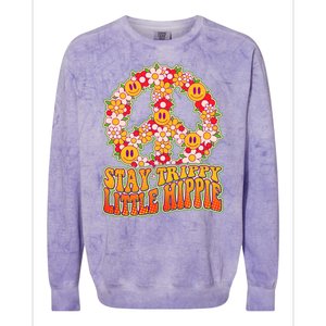 Funny Retro Sixties 60's Stay Trippy Little Hippie Peace Colorblast Crewneck Sweatshirt