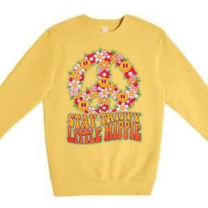 Funny Retro Sixties 60's Stay Trippy Little Hippie Peace Premium Crewneck Sweatshirt