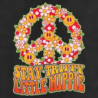 Funny Retro Sixties 60's Stay Trippy Little Hippie Peace 7 Panel Mesh Trucker Snapback Hat