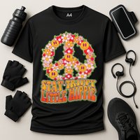 Funny Retro Sixties 60's Stay Trippy Little Hippie Peace Cooling Performance Crew T-Shirt