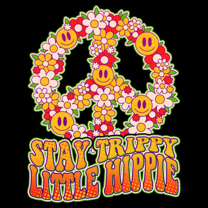 Funny Retro Sixties 60's Stay Trippy Little Hippie Peace Cooling Performance Crew T-Shirt