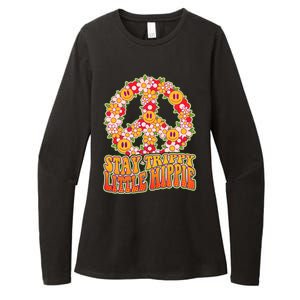 Funny Retro Sixties 60's Stay Trippy Little Hippie Peace Womens CVC Long Sleeve Shirt