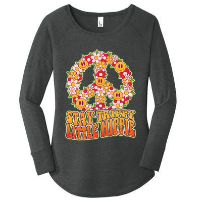 Funny Retro Sixties 60's Stay Trippy Little Hippie Peace Women's Perfect Tri Tunic Long Sleeve Shirt