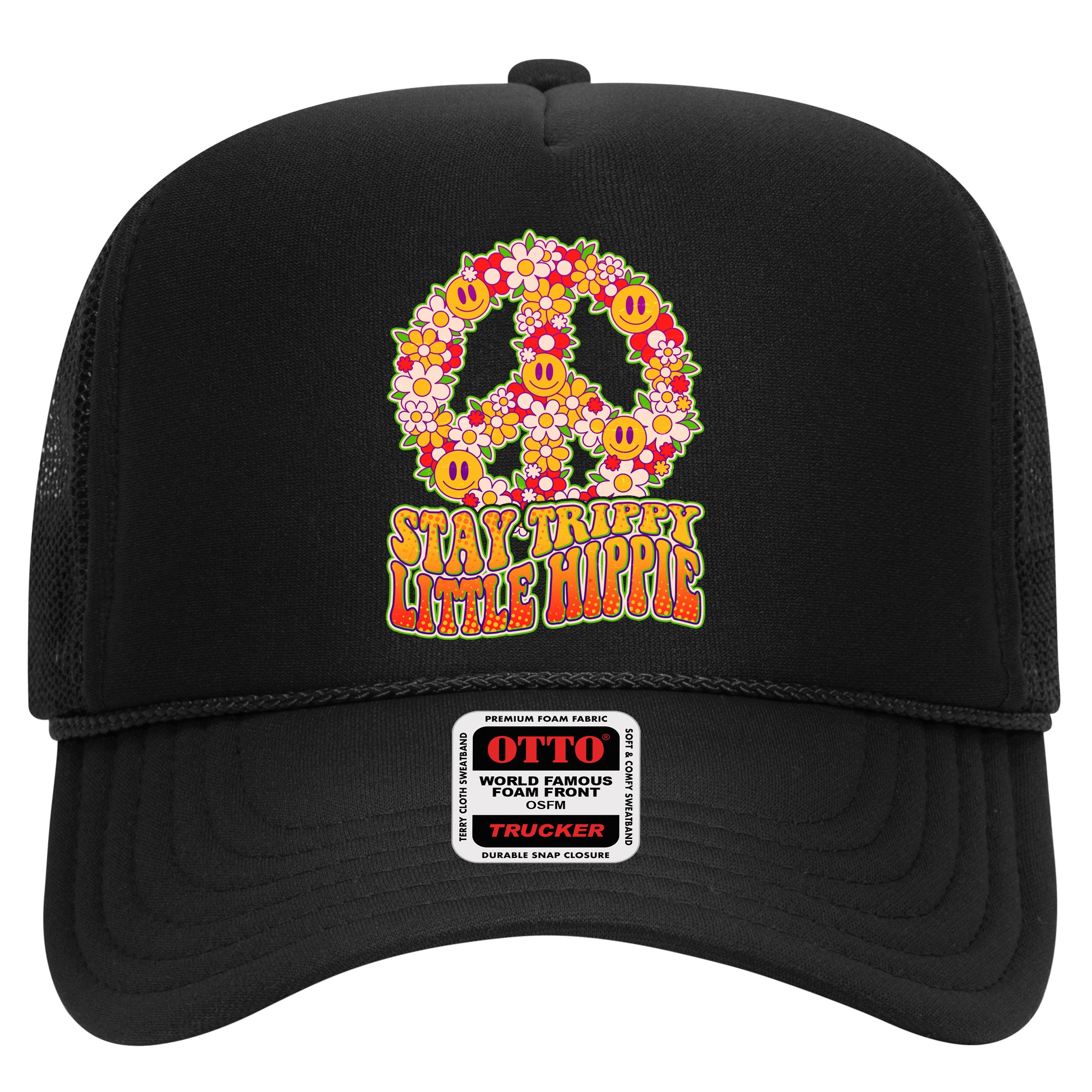Funny Retro Sixties 60's Stay Trippy Little Hippie Peace Hat