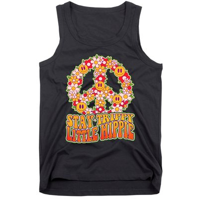 Funny Retro Sixties 60's Stay Trippy Little Hippie Peace Tank Top