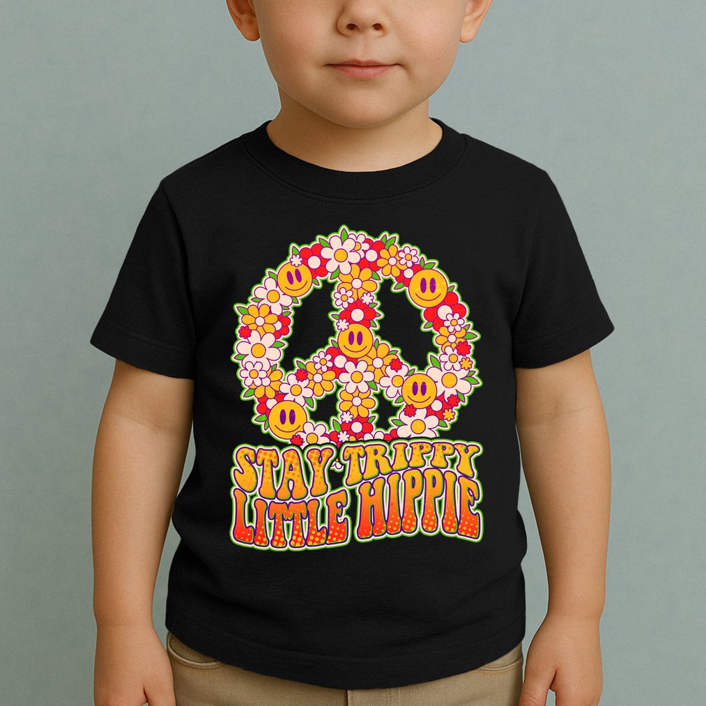 Funny Retro Sixties 60's Stay Trippy Little Hippie Peace Toddler T-Shirt