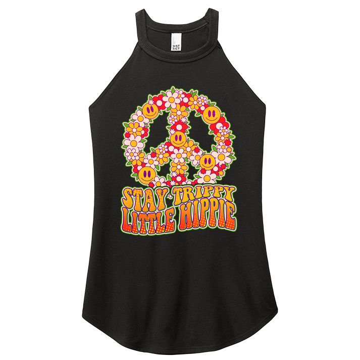 Funny Retro Sixties 60's Stay Trippy Little Hippie Peace Women's Perfect Tri Rocker Tank