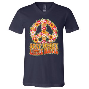 Funny Retro Sixties 60's Stay Trippy Little Hippie Peace V-Neck T-Shirt