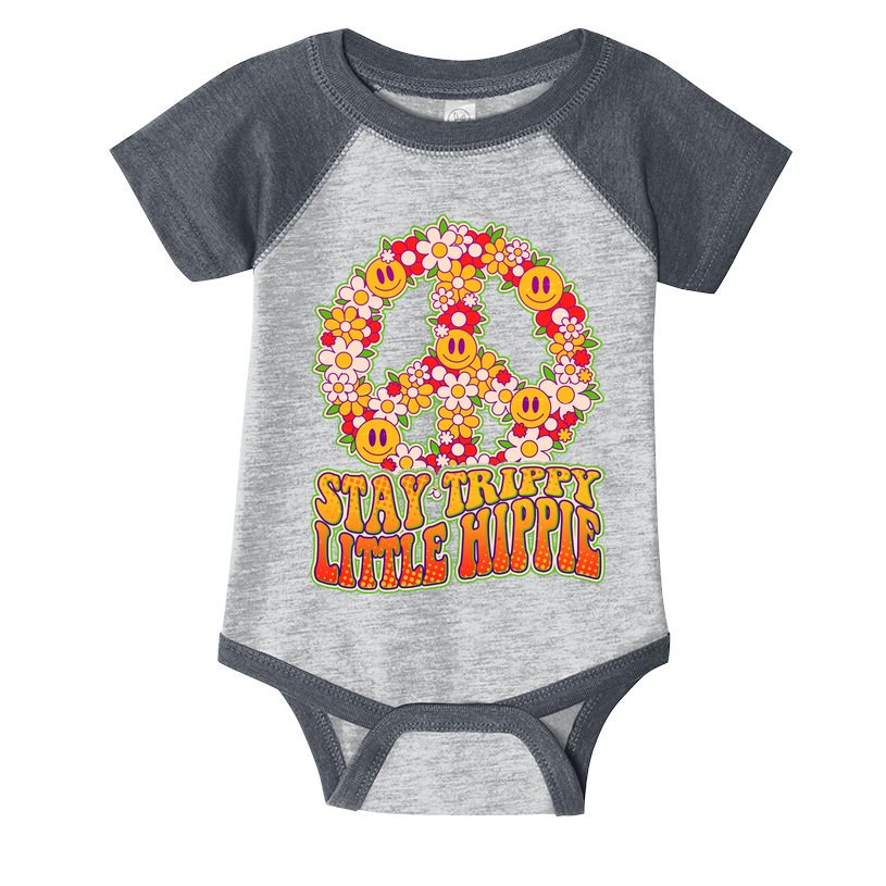 Funny Retro Sixties 60's Stay Trippy Little Hippie Peace Infant Baby Jersey Bodysuit