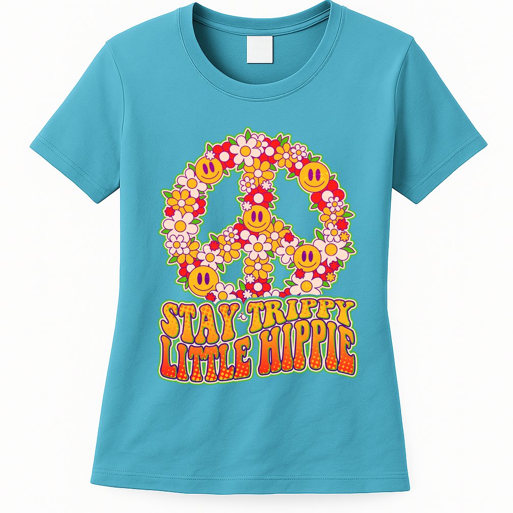 Funny Retro Sixties 60's Stay Trippy Little Hippie Peace Womens T-Shirt