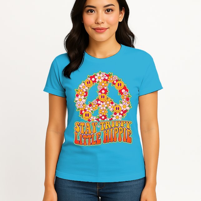 Funny Retro Sixties 60's Stay Trippy Little Hippie Peace Womens T-Shirt