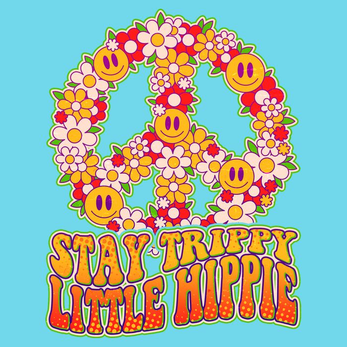Funny Retro Sixties 60's Stay Trippy Little Hippie Peace Womens T-Shirt