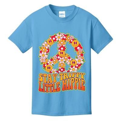Funny Retro Sixties 60's Stay Trippy Little Hippie Peace Kids T-Shirt