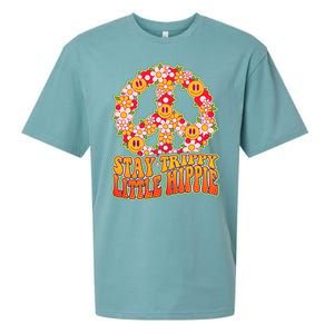 Funny Retro Sixties 60's Stay Trippy Little Hippie Peace Sueded Cloud Jersey T-Shirt