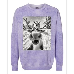 Funny Reindeer Selfie Christmas Colorblast Crewneck Sweatshirt