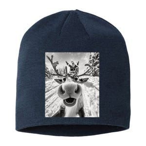 Funny Reindeer Selfie Christmas Sustainable Beanie