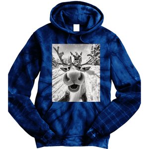 Funny Reindeer Selfie Christmas Tie Dye Hoodie