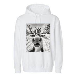 Funny Reindeer Selfie Christmas Garment-Dyed Fleece Hoodie