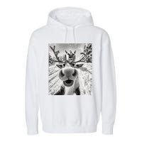 Funny Reindeer Selfie Christmas Garment-Dyed Fleece Hoodie