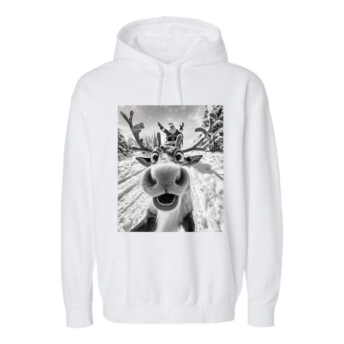 Funny Reindeer Selfie Christmas Garment-Dyed Fleece Hoodie